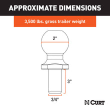 Load image into Gallery viewer, CURT 40073 2" Trailer Ball (3/4" x 3" Shank, 3,500 lbs., Chrome, Packaged)