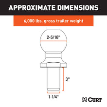Load image into Gallery viewer, CURT 40076 2-5/16" Trailer Ball (1-1/4" x 3" Shank, 6,000 lbs., Chrome, Packaged)