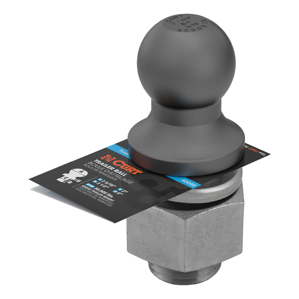 CURT 40088 2-5/16" Trailer Ball (2" x 3-1/2" Shank, 30,000 lbs., Raw Steel)