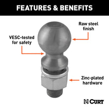 Load image into Gallery viewer, CURT 40089 3" Trailer Ball (2" x 3-1/4" Shank, 30,000 lbs., Raw Steel)