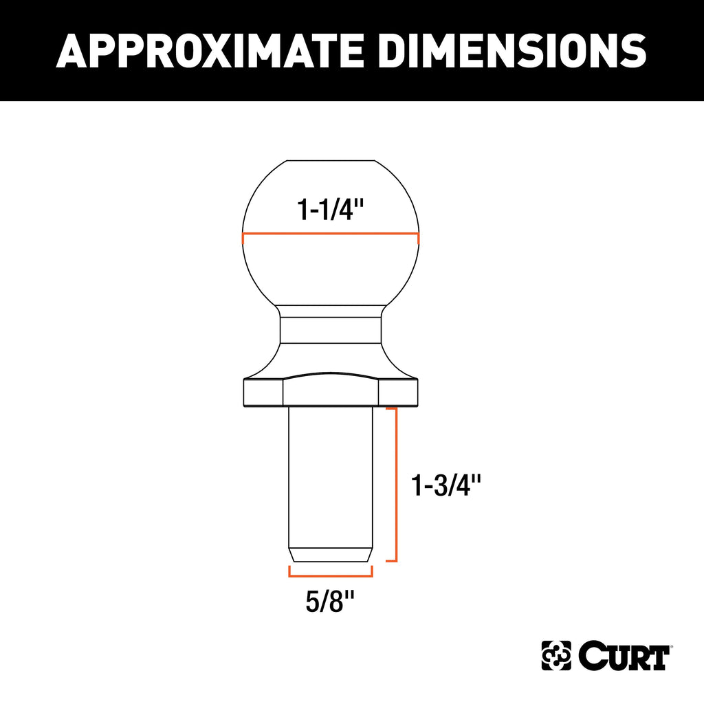 CURT 40093 Replacement 1-1/4" Sway Control Ball (5/8" x 1-3/4" Shank)