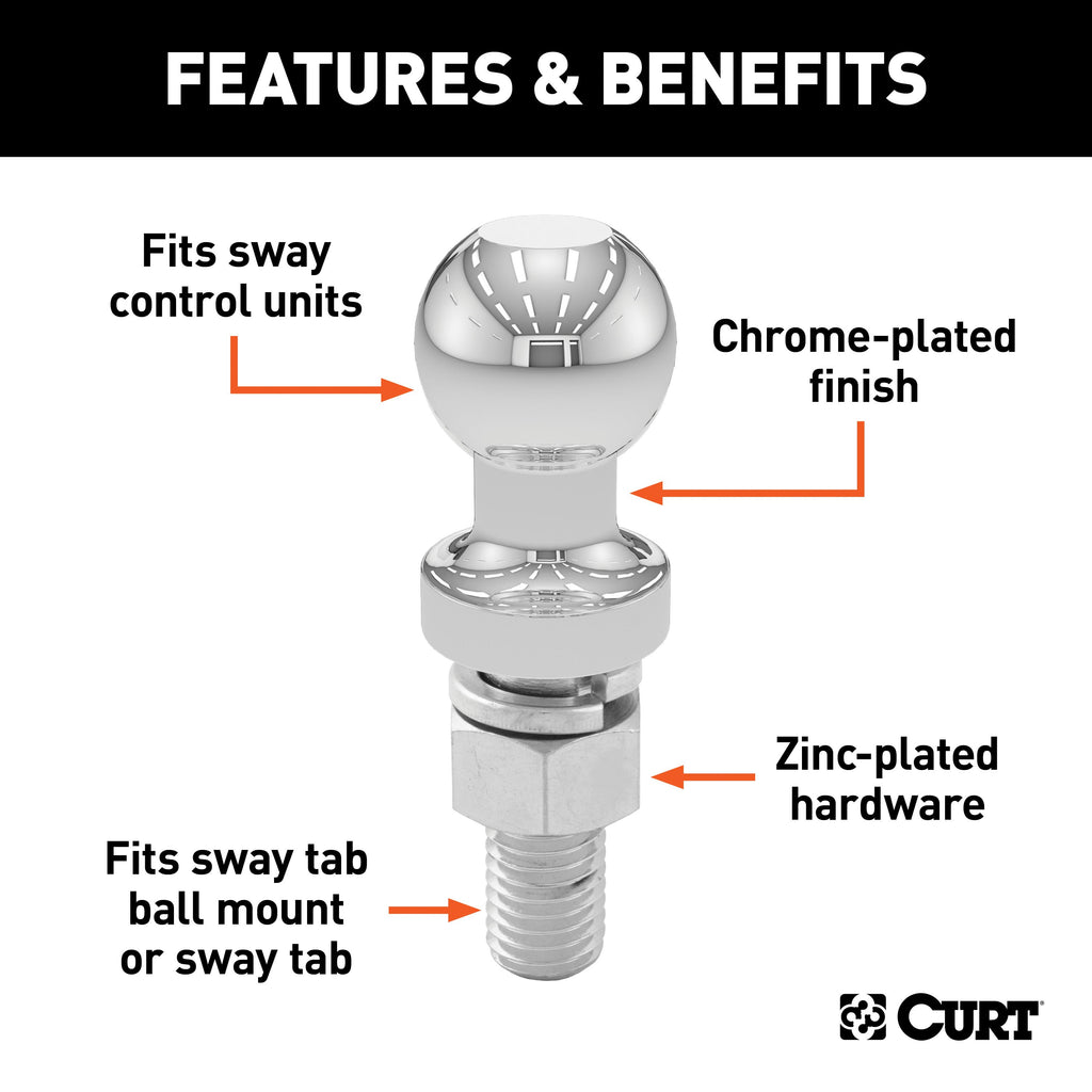 CURT 40093 Replacement 1-1/4" Sway Control Ball (5/8" x 1-3/4" Shank)