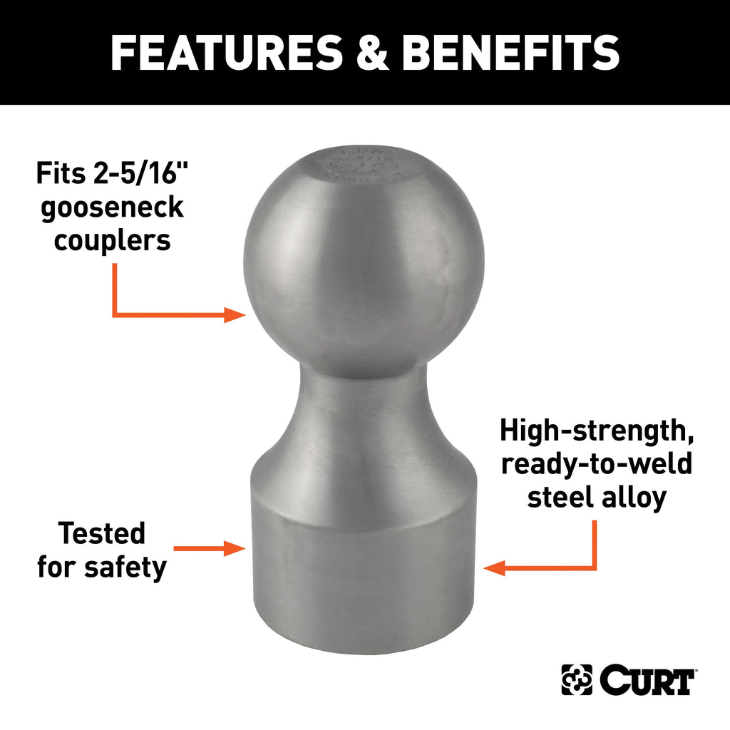 CURT 40094 2-5/16" Weld-On Gooseneck Ball