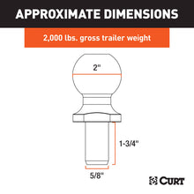 Load image into Gallery viewer, CURT 40097 2" ATV Tow Ball - Lawn Tractor Hitch Ball (2,000 lbs., Chrome)