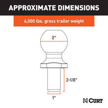 Load image into Gallery viewer, CURT 40166 2" Trailer Ball (1" x 2-1/8" Shank, 6,000 lbs., Chrome, Packaged)