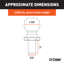 Load image into Gallery viewer, CURT 40171 1-7/8" Trailer Ball (3/4" x 3" Shank, 2,000 lbs., Chrome, Packaged)