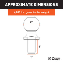 Load image into Gallery viewer, CURT 40174 2" Trailer Ball (1" x 3" Shank, 6,000 lbs., Chrome, Packaged)