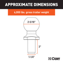 Load image into Gallery viewer, CURT 40176 2-5/16" Trailer Ball (1-1/4" x 3" Shank, 6,000 lbs., Chrome, Packaged)