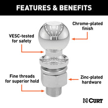 Load image into Gallery viewer, CURT 40176 2-5/16" Trailer Ball (1-1/4" x 3" Shank, 6,000 lbs., Chrome, Packaged)