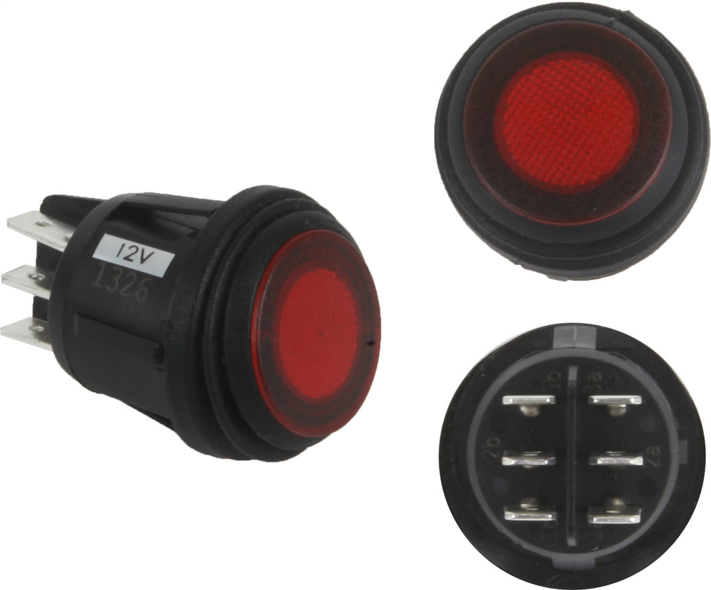 Rigid Industries 40181 RIGID 3 Position Rocker Switch (On/Off/Backlight); Red ; Single