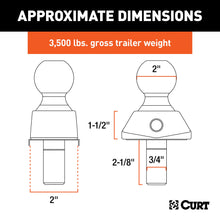 Load image into Gallery viewer, CURT 40246 RockerBall 2" Cushion Hitch Trailer Ball (3/4" Shank, 3,500 lbs, Packaged)