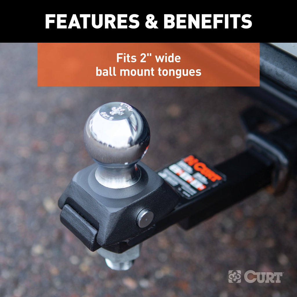 CURT 40246 RockerBall 2" Cushion Hitch Trailer Ball (3/4" Shank, 3,500 lbs, Packaged)