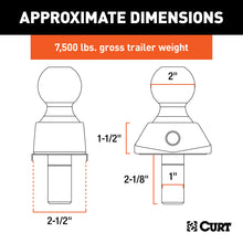 Load image into Gallery viewer, CURT 40247 RockerBall 2" Cushion Hitch Trailer Ball (1" Shank, 7,500 lbs, Packaged)