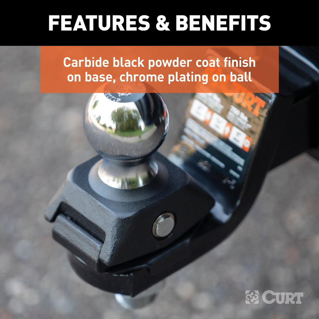 CURT 40247 RockerBall 2" Cushion Hitch Trailer Ball (1" Shank, 7,500 lbs, Packaged)