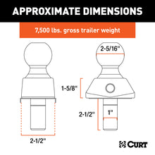 Load image into Gallery viewer, CURT 40248 RockerBall 2-5/16" Cushion Hitch Trailer Ball (1" Shank, 7,500 lbs, Packaged)
