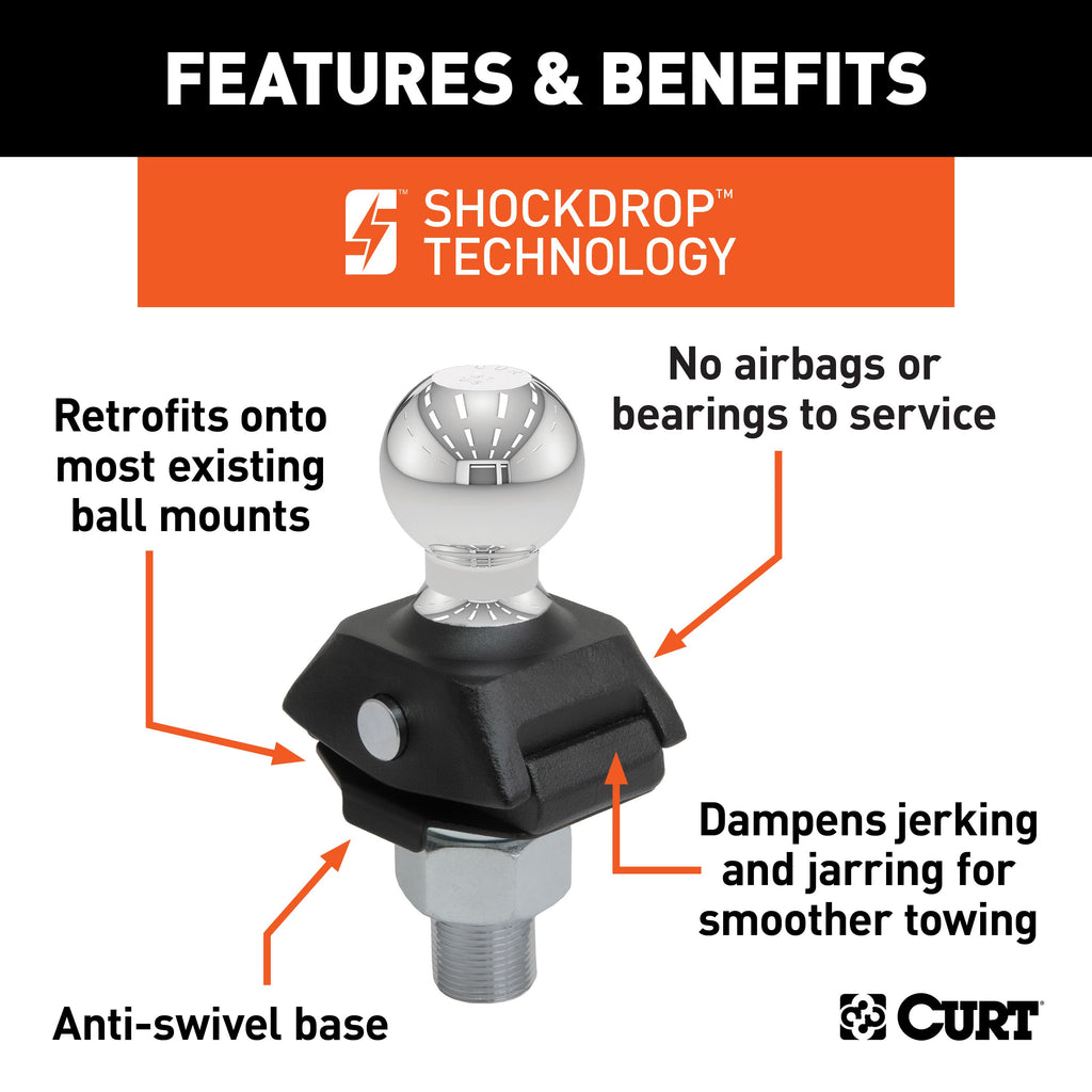 CURT 40249 RockerBall 2-5/16" Cushion Hitch Ball (1-1/4" Shank, 12,000 lbs, Packaged)