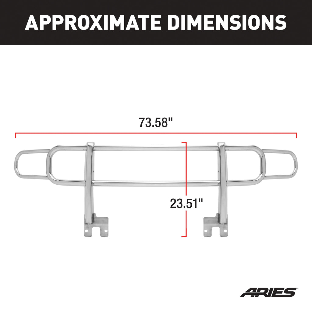 ARIES 4077-2 Polished Stainless Grille Guard, Select Hummer H3, H3T for Select Hummer H3