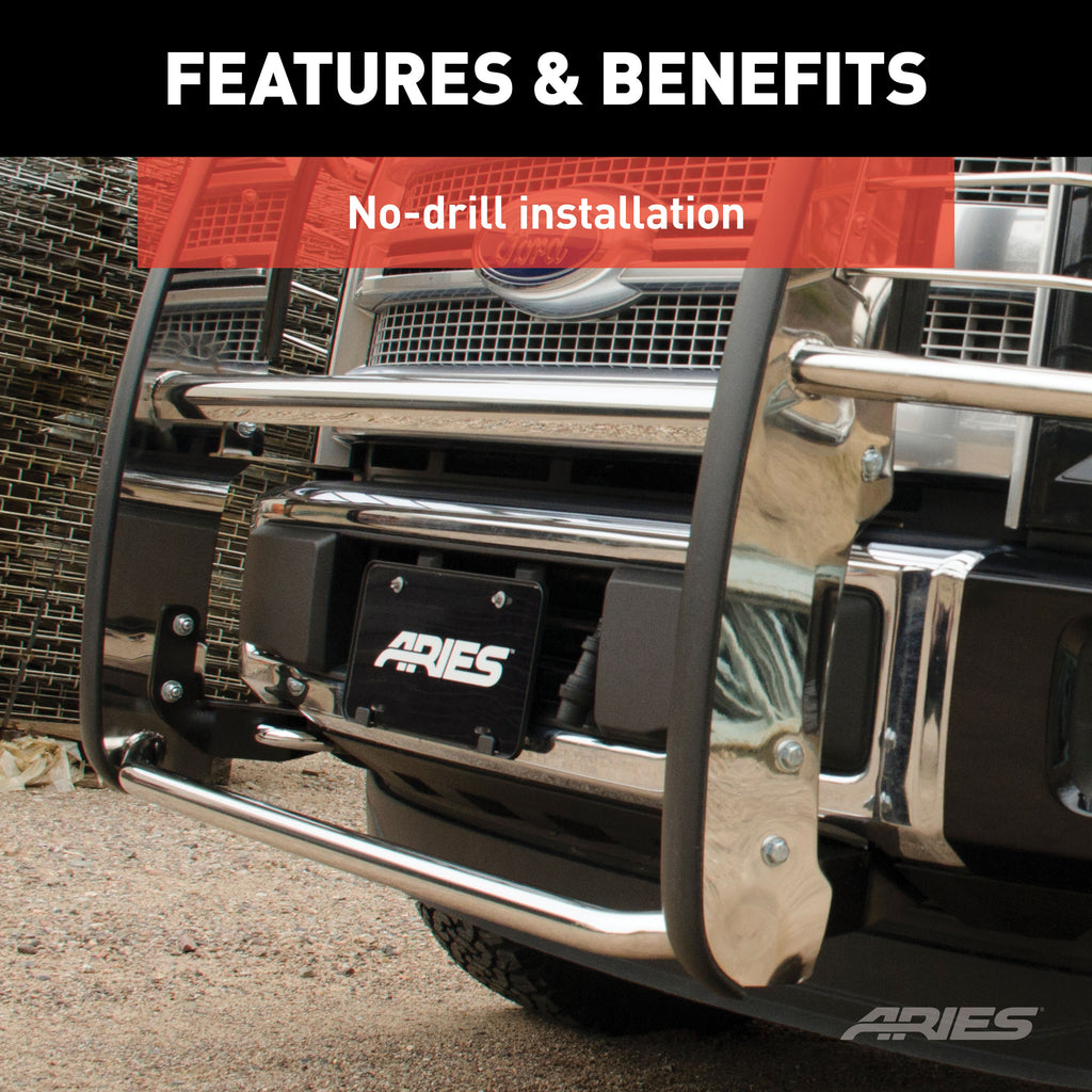 ARIES 4091-2 Polished Stainless Grille Guard, Select Chevrolet Silverado 1500 for Select Chevrolet Silverado 1500