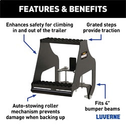 Luverne 409924L RETRAC 409924L HighRise Folding Rear Semi Truck Steps with Auto-Stow; Fits 4-Inc