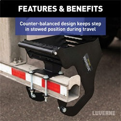 Luverne 409924L RETRAC 409924L HighRise Folding Rear Semi Truck Steps with Auto-Stow; Fits 4-Inc