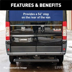 Luverne 415254-570749 LUVERNE 415254-570749 Grip Step 54-Inch Black Aluminum Rear Step; Compatible wit for Select Dodge Sprinter 2500, Dodge Sprinter 3500, Freightliner Sprinter 2500, Freightliner Sprinter 3500, Mercedes-Benz Sprinter 2500, Mercedes-Benz