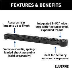Luverne 415358 LUVERNE 415358 Impact Shock-Absorbing Rear Bumper Step (No Brackets) for Select Dodge Sprinter 2500, Dodge Sprinter 3500, Ford E-Transit, Ford Transit-150, Ford Transit-250, Ford Transit-350, Freightliner Sprinter 2500, Freightliner