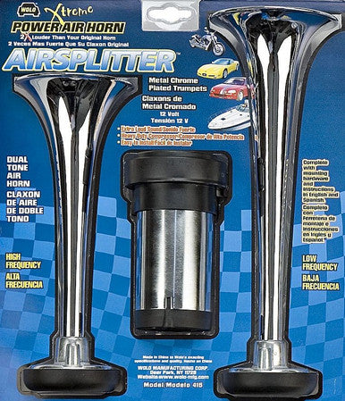 Wolo Horns 415 AIRSPLITTER-Two(2)Durable Metal Chrome Plated Horns with Heavy Duty Compressor Air Powered.