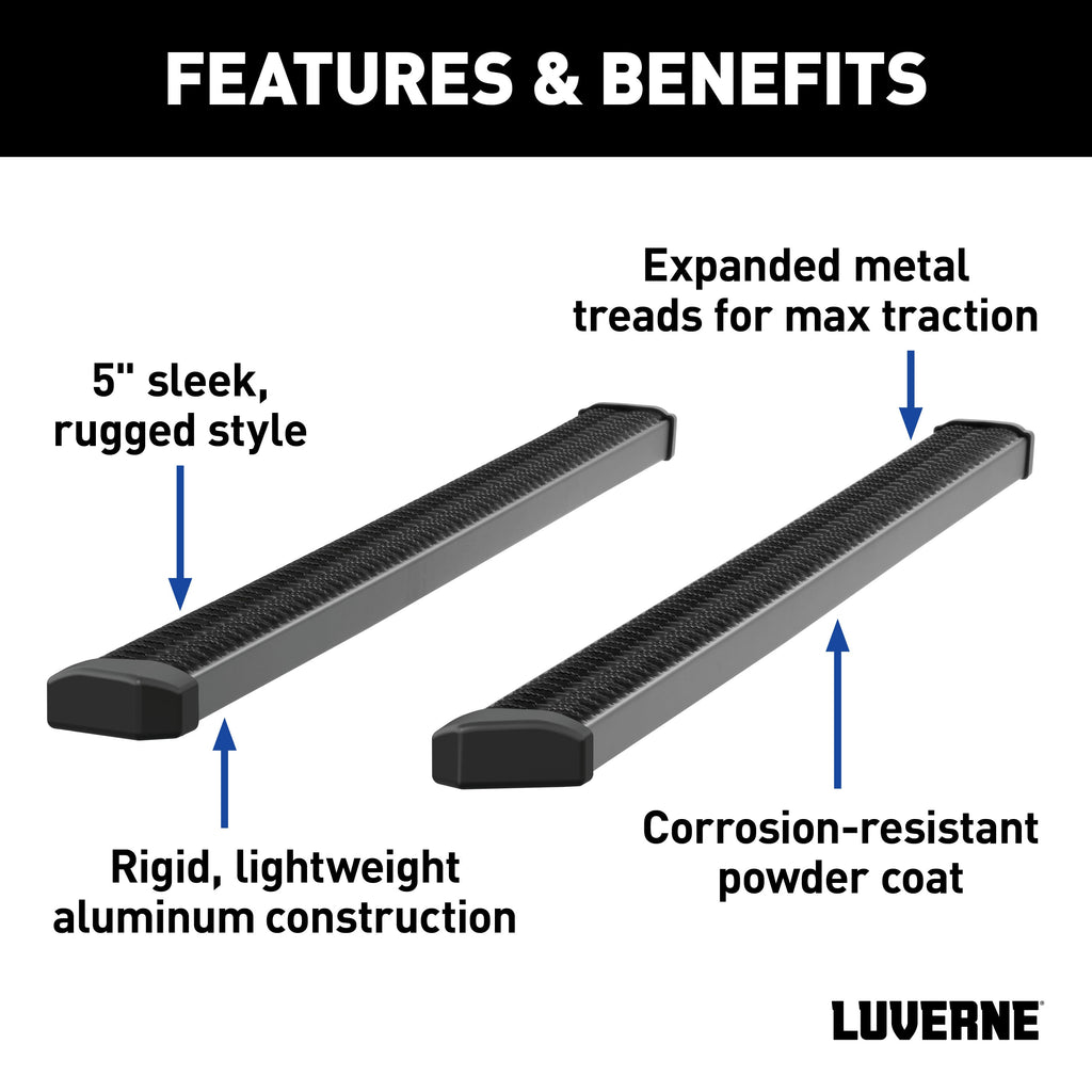 Luverne 416078-4055101 SlimGrip 5in. x 78in. Black Aluminum Running Boards; Select Chevrolet; GMC - Truck Part Superstore