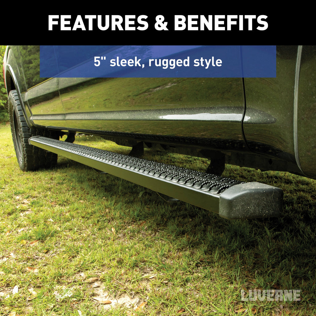 Luverne 416078-4055151 SlimGrip 5in. x 78in. Black Aluminum Running Boards; Select Toyota Tundra - Truck Part Superstore