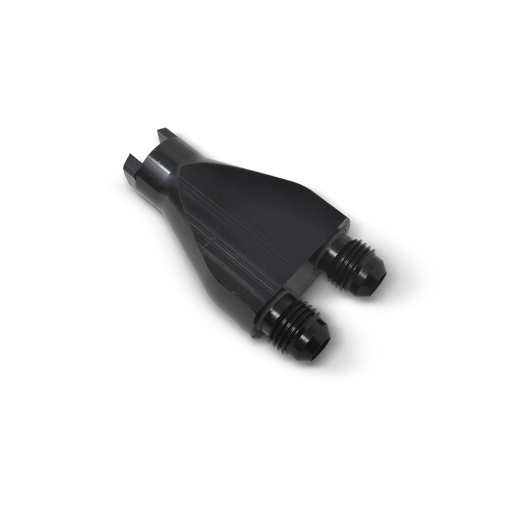 Performance-Billet-Y-Block-Adapter-38In-Sae-Qick-Disconnect-(2)--6An-Male-Flare-Black