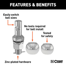 Load image into Gallery viewer, CURT 42178 Switch Ball Trailer Ball Set (1-7/8" &amp; 2" Balls, 1" x 2-1/4" Shank)