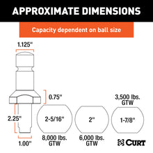 Load image into Gallery viewer, CURT 42225 Switch Ball Trailer Ball Set (1-7/8", 2" &amp; 2-5/16" Balls, 1" x 2-1/4" Shank)