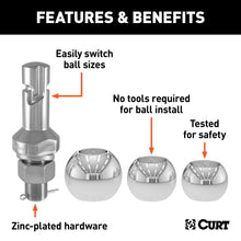 Load image into Gallery viewer, CURT 42225 Switch Ball Trailer Ball Set (1-7/8", 2" &amp; 2-5/16" Balls, 1" x 2-1/4" Shank)