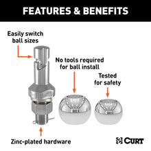 Load image into Gallery viewer, CURT 42280 Switch Ball Trailer Ball Set (2" &amp; 2-5/16" Balls, 1" x 2-1/4" Shank)