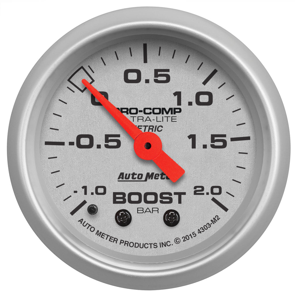 AutoMeter 4303-M2 GAUGE, VAC/BOOST, 2 1/16", -1 - +2 BAR, MECHANICAL, ULTRA-LITE