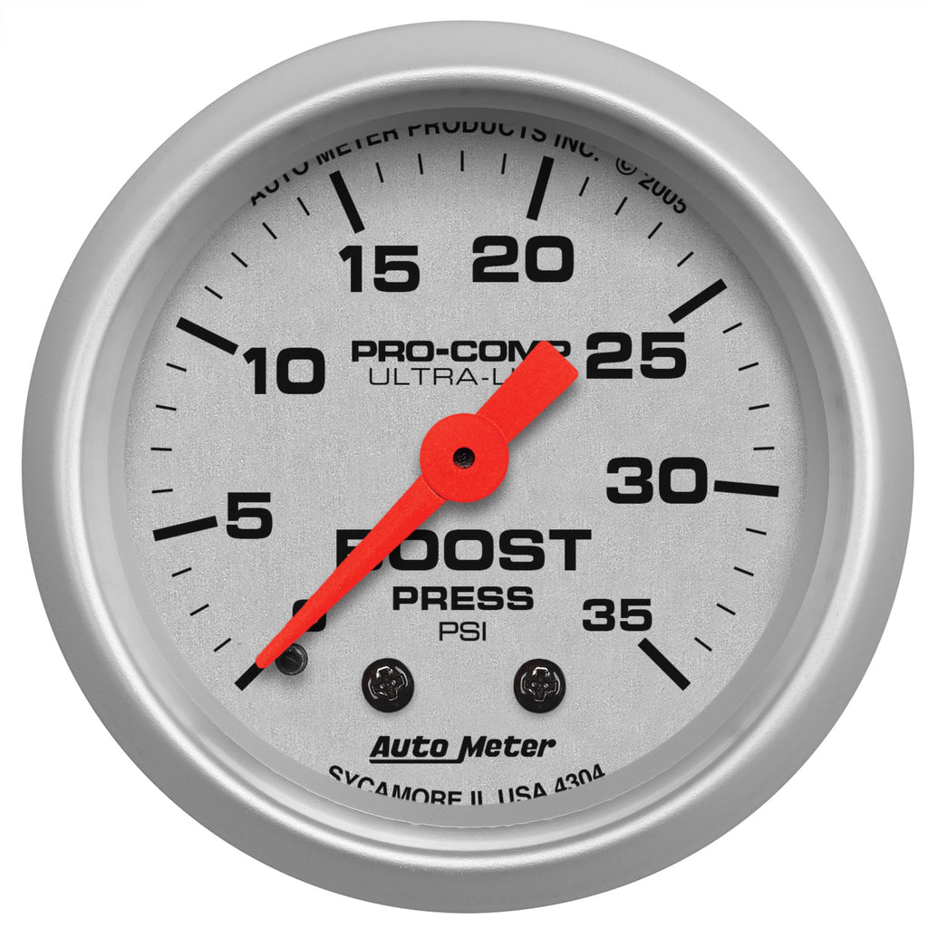 AutoMeter 4304 GAUGE, BOOST, 2 1/16", 35PSI, MECHANICAL, ULTRA-LITE