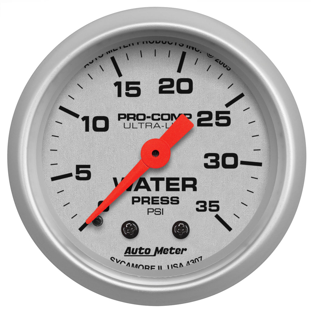 AutoMeter 4307 GAUGE, WATER PRESS, 2 1/16", 35PSI, MECHANICAL, ULTRA-LITE