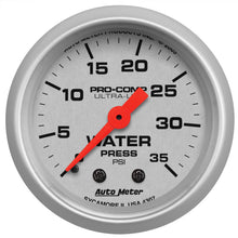 Load image into Gallery viewer, AutoMeter 4307 GAUGE, WATER PRESS, 2 1/16", 35PSI, MECHANICAL, ULTRA-LITE