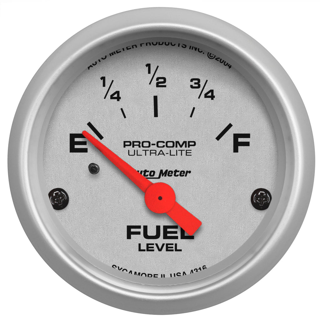 AutoMeter 4316 GAUGE, FUEL LEVEL, 2 1/16", 240OE TO 33OF, ELEC, ULTRA-LITE