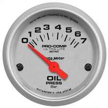 Load image into Gallery viewer, AutoMeter 4327-M GAUGE, OIL PRESSURE, 2 1/16", 7 BAR, ELECTRIC, ULTRA-LITE