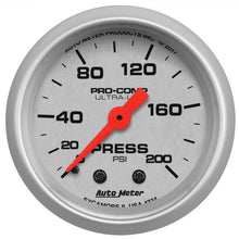 Load image into Gallery viewer, AutoMeter 4334 GAUGE, PRESSURE, 2 1/16", 200PSI, MECHANICAL, ULTRA-LITE