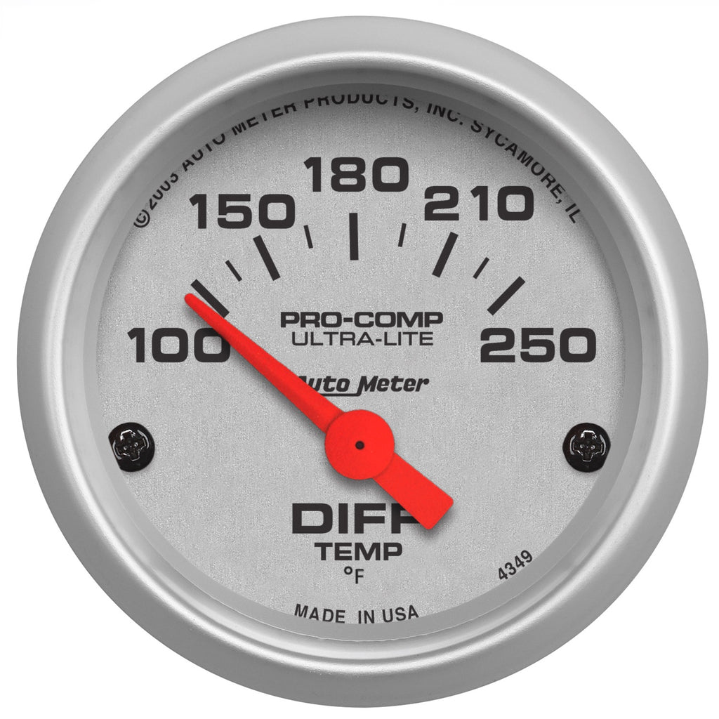 AutoMeter 4349 GAUGE, DIFFERENTIAL TEMP, 2 1/16", 100-250?F, ELECTRIC, ULTRA-LITE