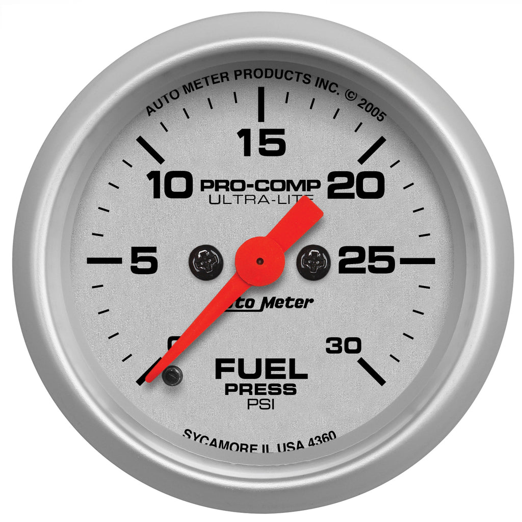 AutoMeter 4360 GAUGE, FUEL PRESSURE, 2 1/16", 30PSI, DIGITAL STEPPER MOTOR, ULTRA-LITE