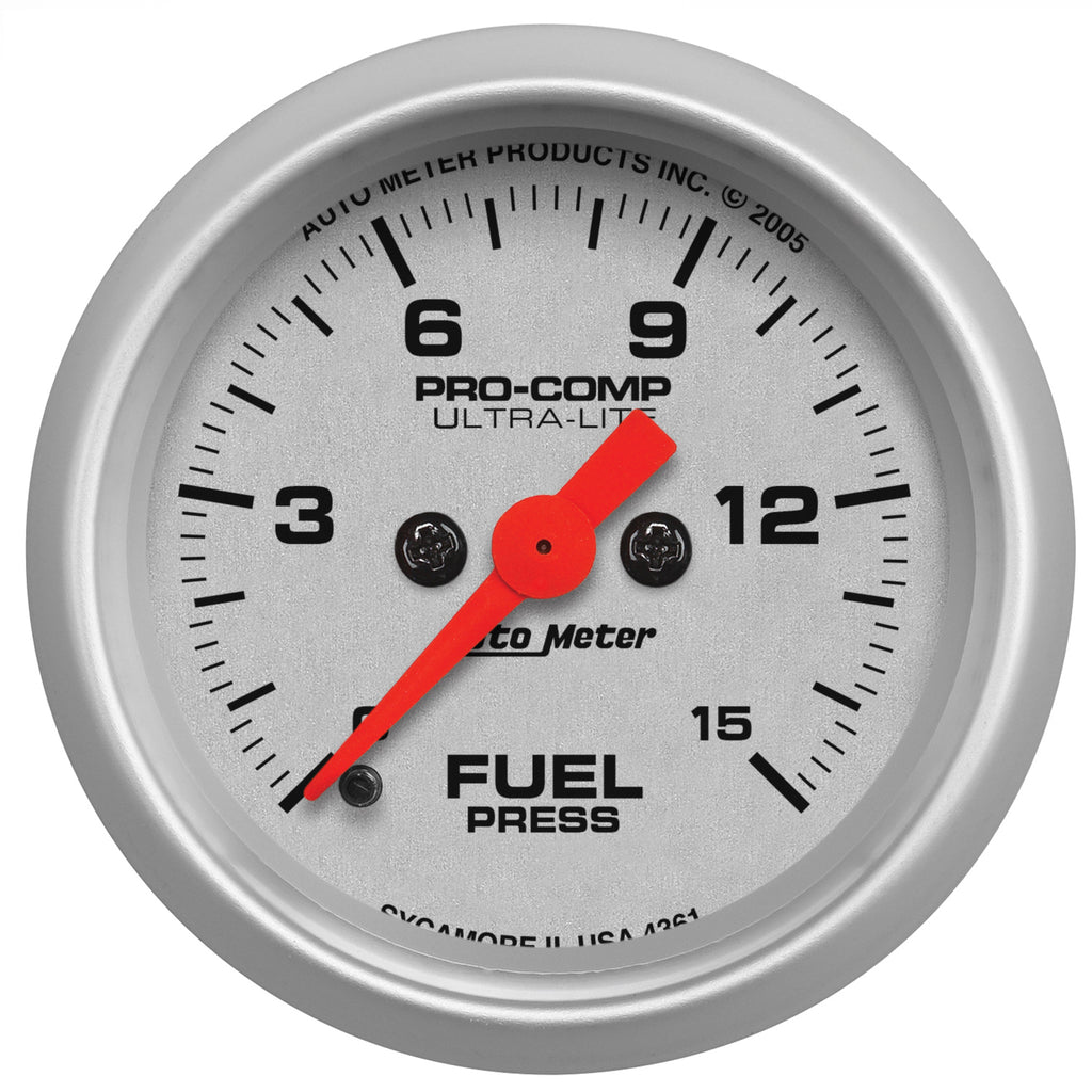 AutoMeter 4361 GAUGE, FUEL PRESSURE, 2 1/16", 15PSI, DIGITAL STEPPER MOTOR, ULTRA-LITE
