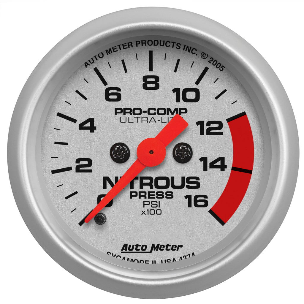 AutoMeter 4374 GAUGE, NITROUS PRESSURE, 2 1/16", 1600PSI, DIGITAL STEPPER MOTOR, ULTRA-LITE
