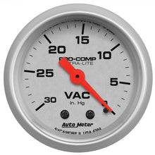 Load image into Gallery viewer, AutoMeter 4384 GAUGE, VACUUM, 2 1/16", 30INHG, MECHANICAL, ULTRA-LITE
