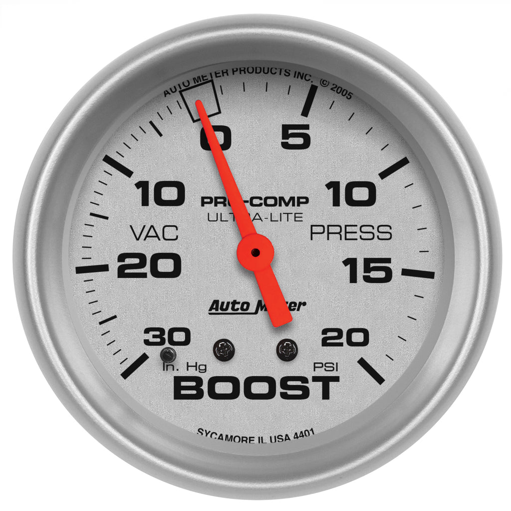 AutoMeter 4401 GAUGE, VAC/BOOST, 2 5/8", 30INHG-20PSI, MECHANICAL, ULTRA-LITE