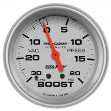 Load image into Gallery viewer, AutoMeter 4401 GAUGE, VAC/BOOST, 2 5/8", 30INHG-20PSI, MECHANICAL, ULTRA-LITE
