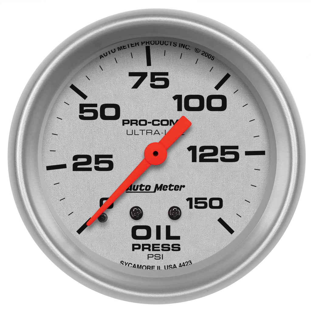 AutoMeter 4423 GAUGE, OIL PRESSURE, 2 5/8", 150PSI, MECHANICAL, ULTRA-LITE