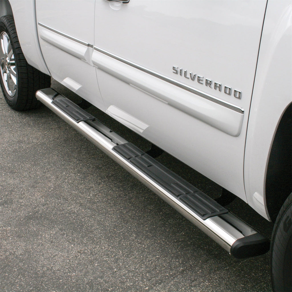 ARIES 4444001 6in. x 75in. Polished Stainless Oval Side Bars; Select Silverado; Sierra - Truck Part Superstore
